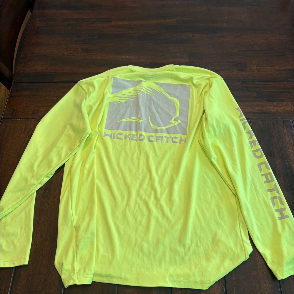 Wicked Catch Neon Yellow Performance Shirt size L - Picture 4 of 7